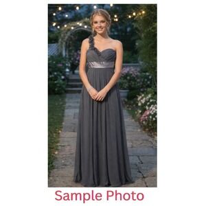 Azazie Women's One Shoulder Chiffon Maxi Dress Gray